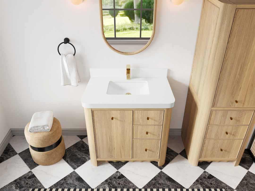 Orlando Oak 36 in. W x 22 in. D Center Sink Bathroom Vanity