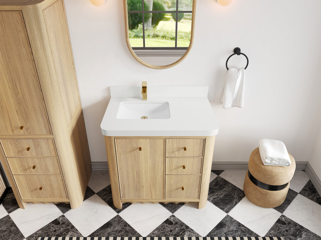 Orlando Oak 36 in. W x 22 in. D Left Offset Sink Bathroom Vanity
