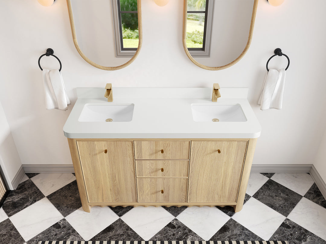 Orlando Oak 60 in. W x 22 in. D Double Sink Bathroom Vanity