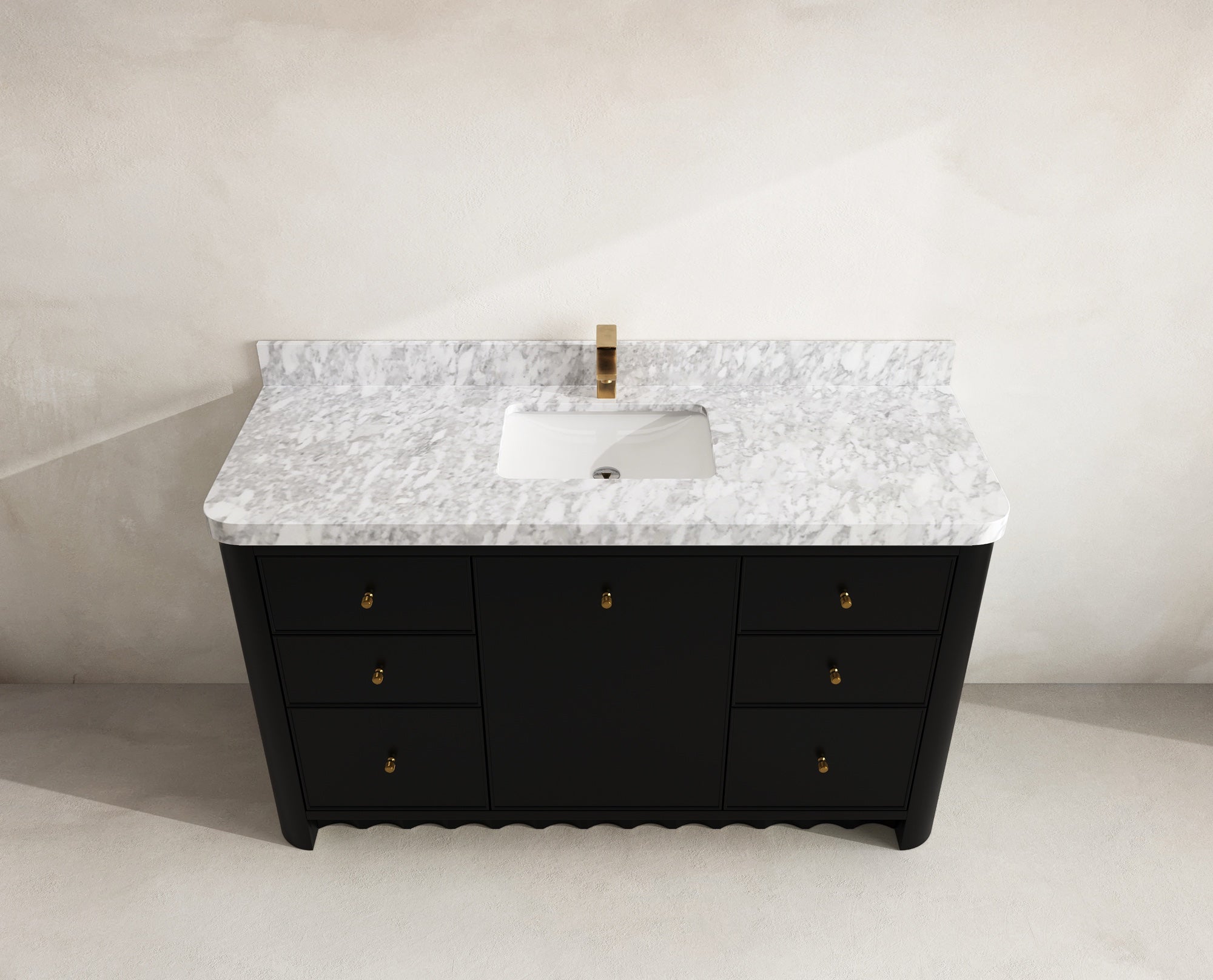 Orlando 60 in. single sink bathroom vanity in Black with R100 Carrara Marble top