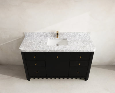 Orlando 60 in. single sink bathroom vanity in Black with R100 Carrara Marble top