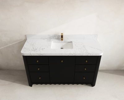 Orlando 60 in. single sink bathroom vanity in Black with R100 Empira White Quartz top