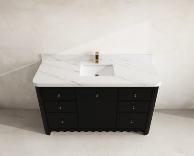 Orlando 60 in. single sink bathroom vanity in Black with R100 Palissandro Quartz top