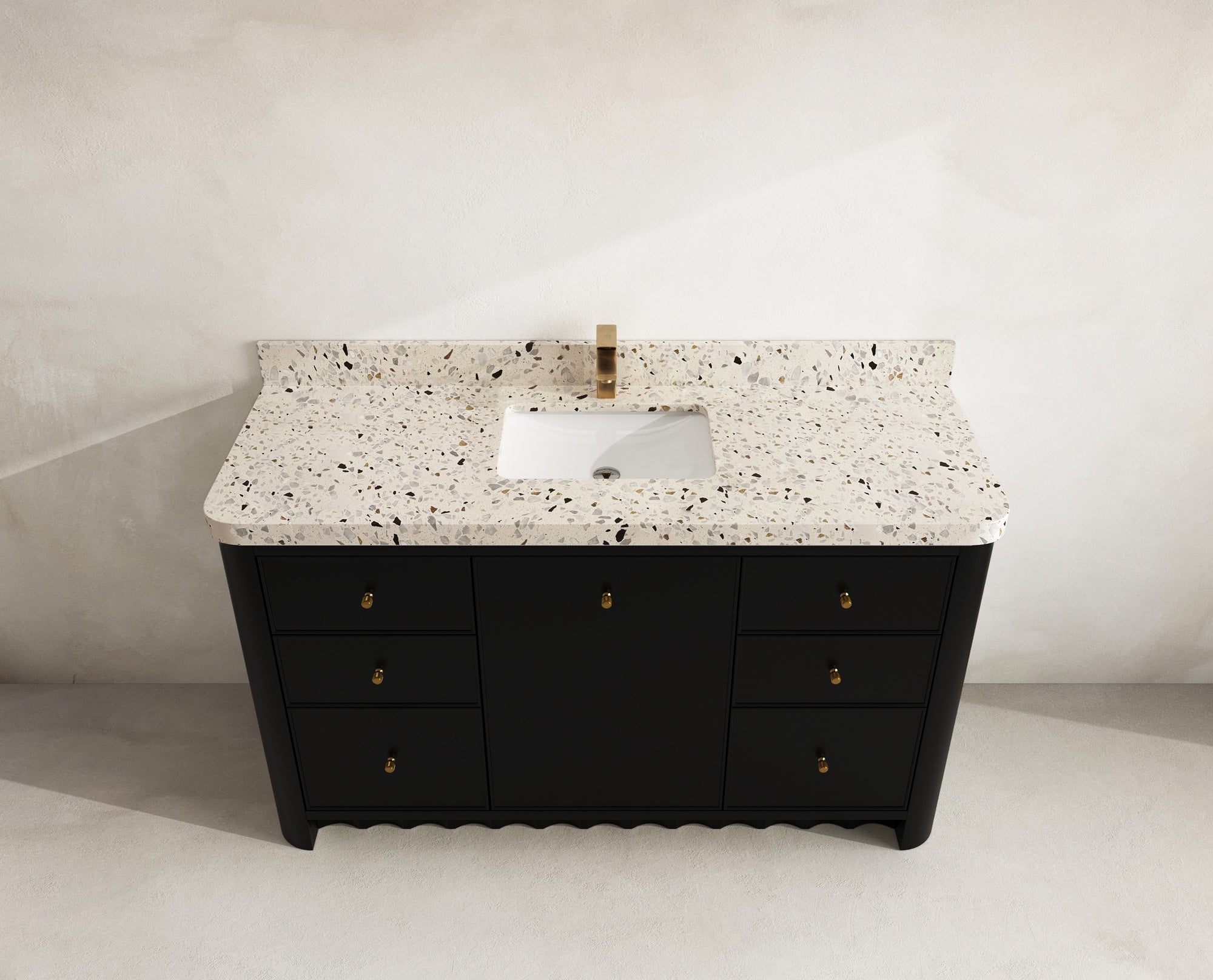 Orlando 60 in. single sink bathroom vanity in Black with R100 Terrazzo Golden Dusk top
