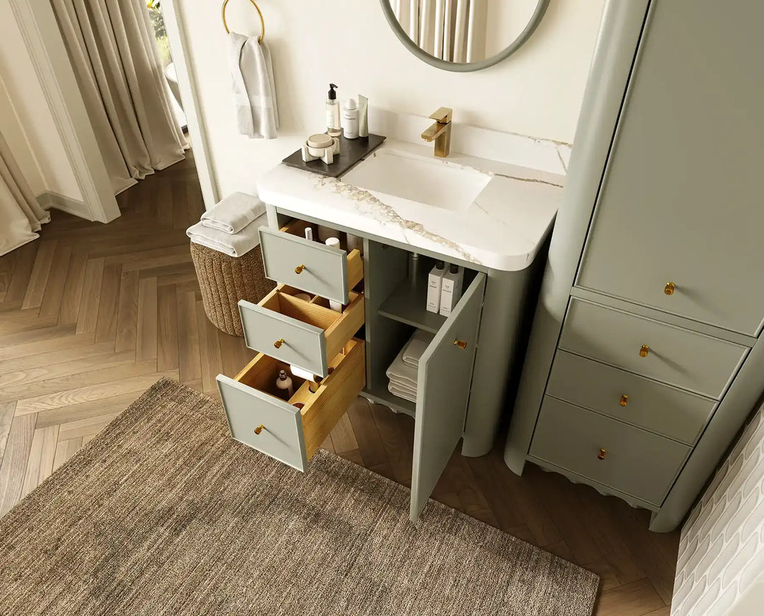 Orlando 36 in. W x 22 in. D Center Sink Bathroom Vanity | 
              
                Evergreen
                
                  
             - ORL_EGN_CA_GL_36CR - photo №3