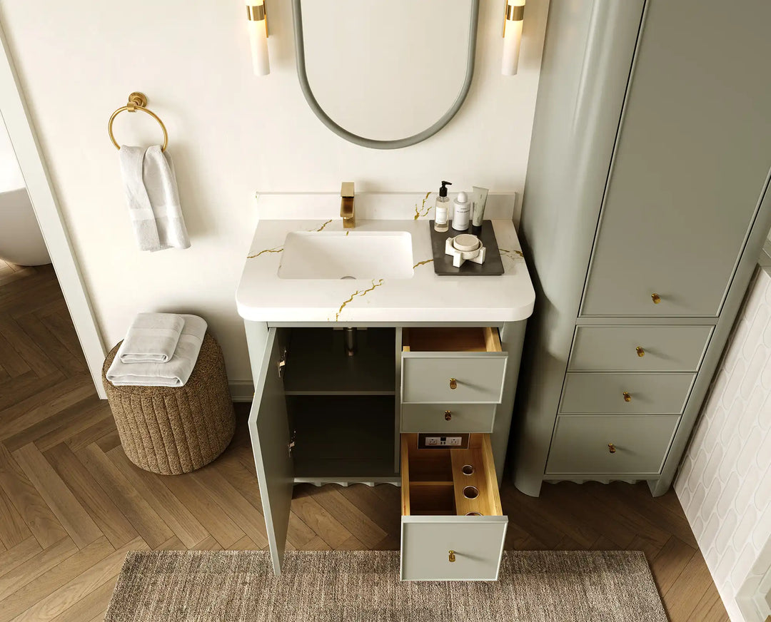 Orlando 36 in. W x 22 in. D Left Offset Sink Bathroom Vanity | 
              
                Evergreen
                
                  
             - ORL_EGN_CA_GL_36L - photo №4