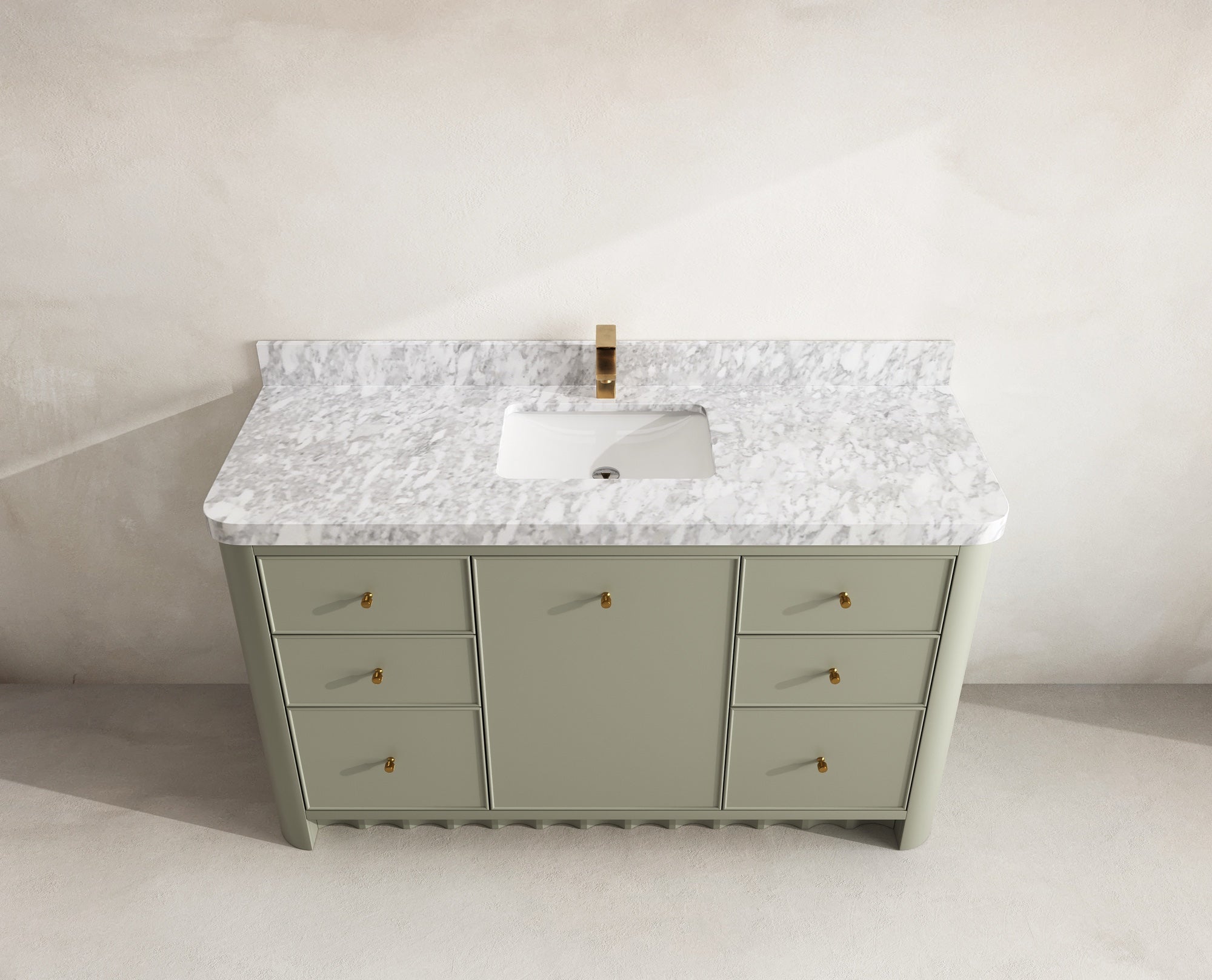 Orlando 60 in. single sink bathroom vanity in Evergreen with R100 Carrara Marble top
