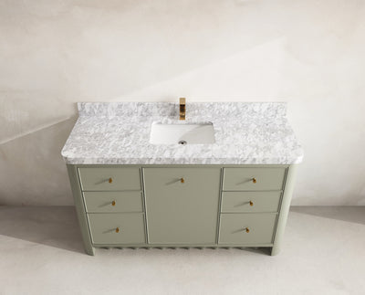 Orlando 60 in. single sink bathroom vanity in Evergreen with R100 Carrara Marble top