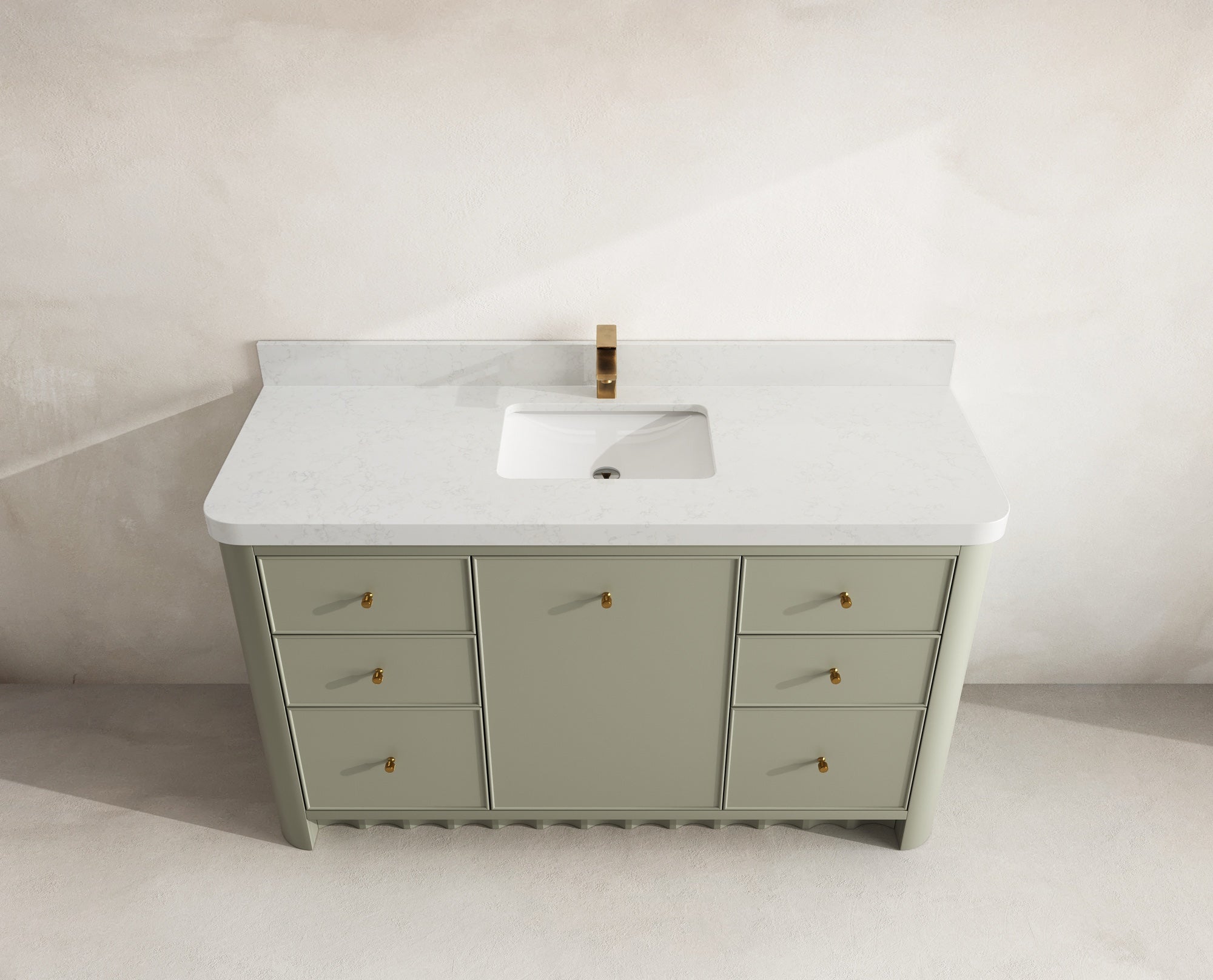 Orlando 60 in. single sink bathroom vanity in Evergreen with R100 Carrara Quartz top