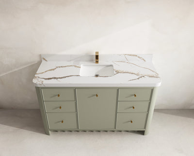 Orlando 60 in. single sink bathroom vanity in Evergreen with R100 Calacatta Gold Quartz top