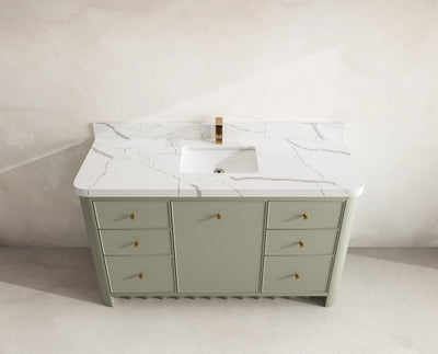 Orlando 60 in. single sink bathroom vanity in Evergreen with R100 Calacatta Laza Quartz top