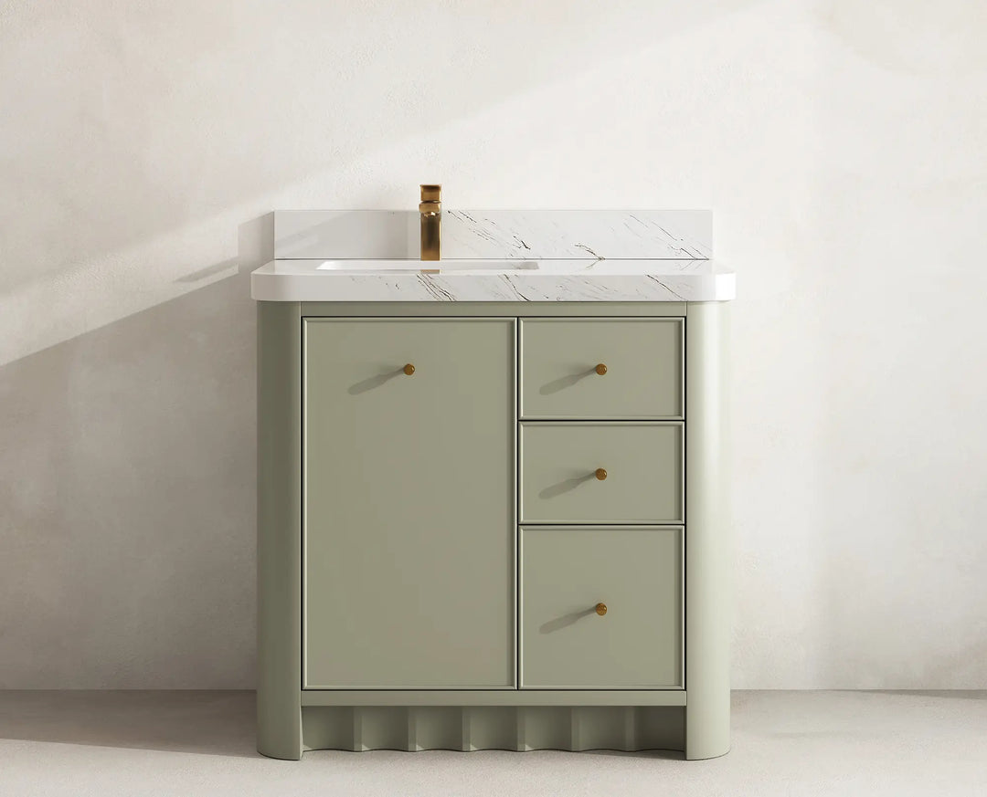 Orlando 36 in. W x 22 in. D Left Offset Sink Bathroom Vanity | 
              
                Evergreen
                
                  
             - ORL_EGN_CA_GL_36L - photo №11
