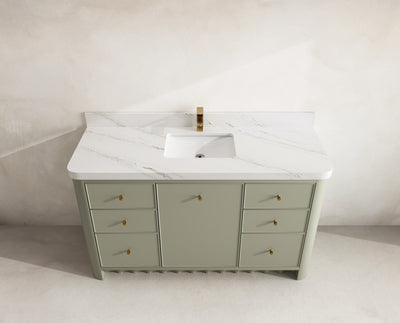 Orlando 60 in. single sink bathroom vanity in Evergreen with R100 Palissandro Quartz top