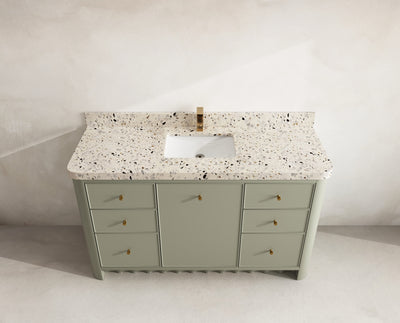 Orlando 60 in. single sink bathroom vanity in Evergreen with R100 Terrazzo Golden Dusk top