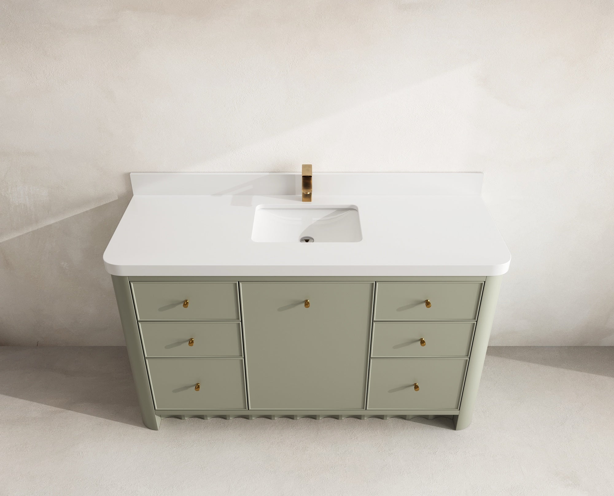 Orlando 60 in. single sink bathroom vanity in Evergreen with R100 White Quartz top