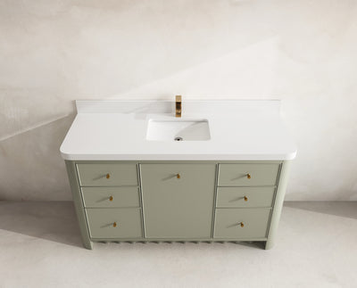 Orlando 60 in. single sink bathroom vanity in Evergreen with R100 White Quartz top
