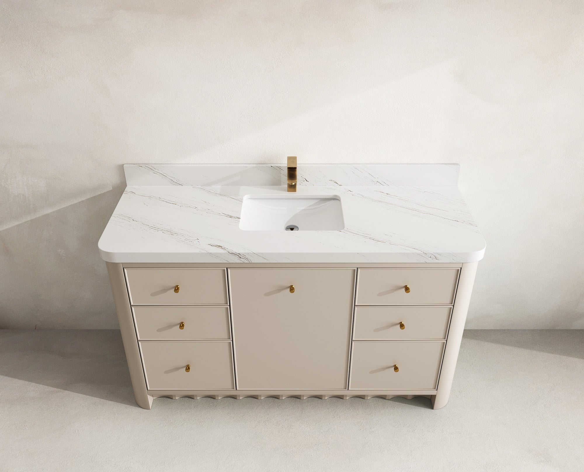 Orlando 60 in. single sink bathroom vanity in Fine Grain Linen Beige with R100 Palissandro Quartz top