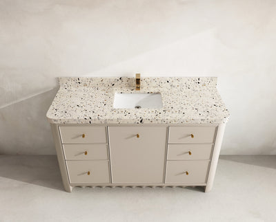 Orlando 60 in. single sink bathroom vanity in Fine Grain Linen Beige with R100 Terrazzo Golden Dusk top