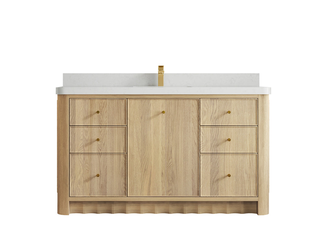 Orlando Oak 60 in. W x 22 in. D Single Sink Bathroom Vanity
