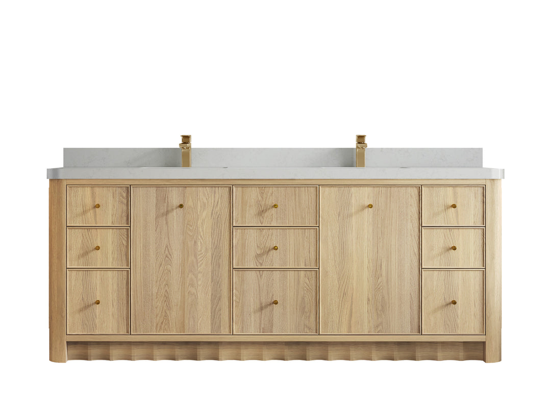 Orlando Oak 84 in. W x 22 in. D Double Sink Bathroom Vanity
