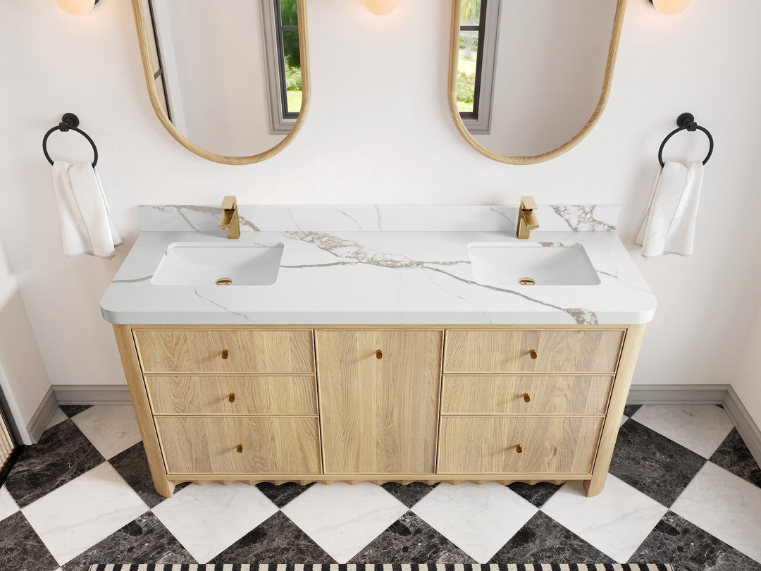 Orlando Oak 72 in. W x 22 in. D Double Sink Bathroom Vanity
