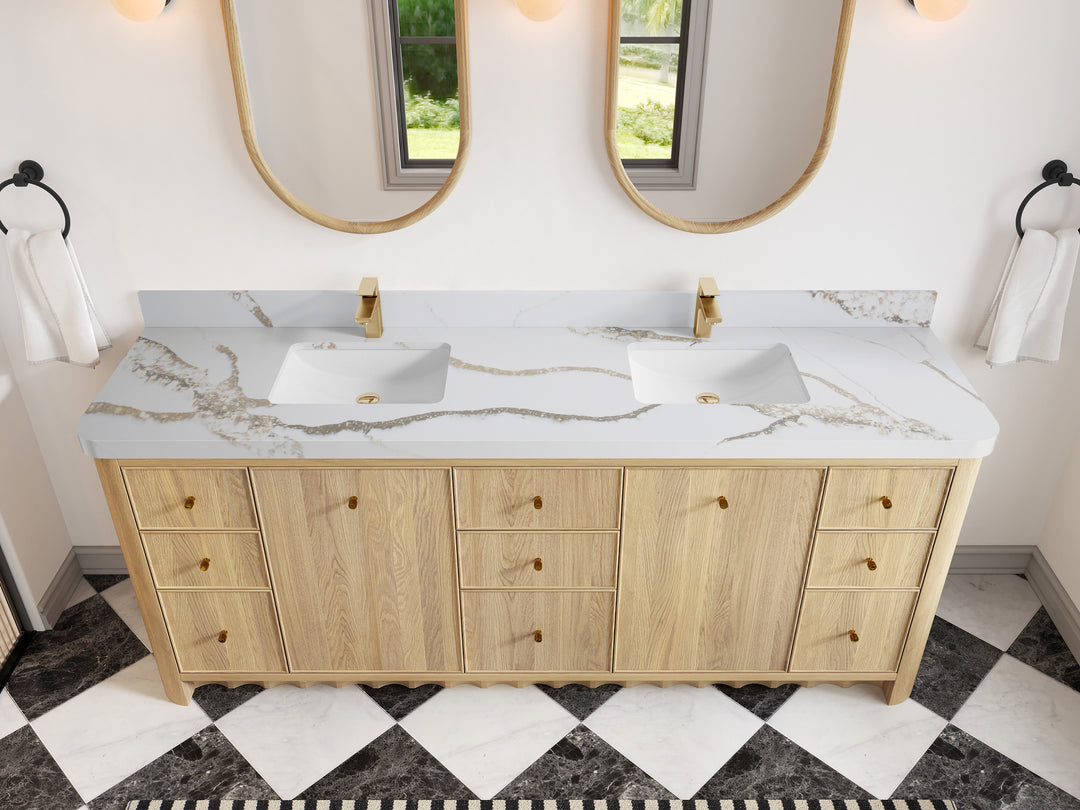 Orlando Oak 84 in. W x 22 in. D Double Sink Bathroom Vanity