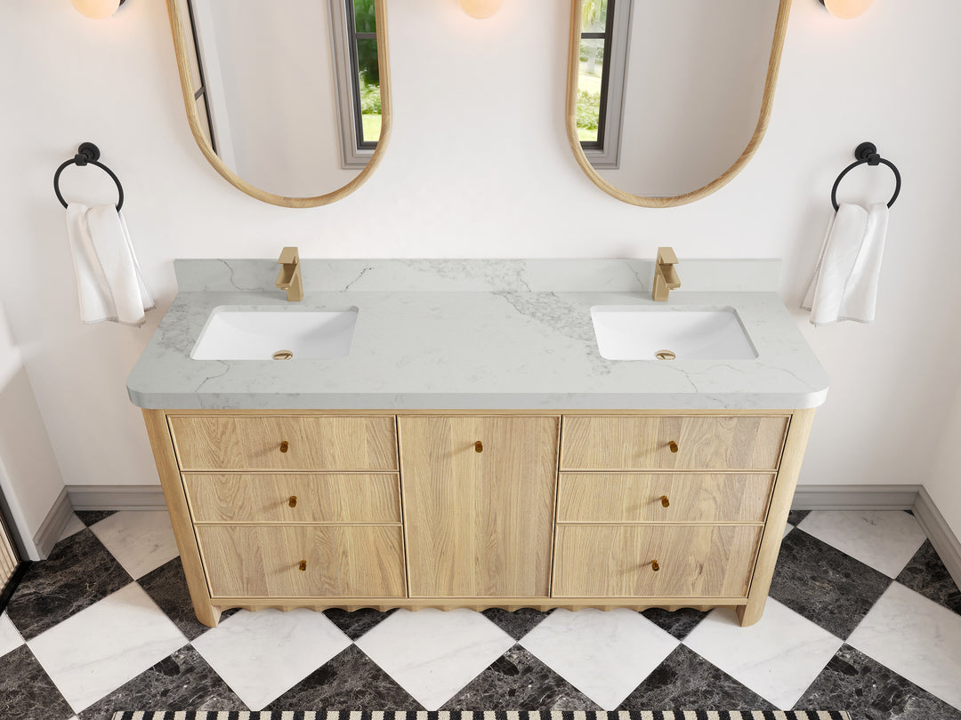 Orlando Oak 72 in. W x 22 in. D Double Sink Bathroom Vanity