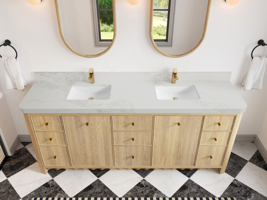 Orlando Oak 84 in. W x 22 in. D Double Sink Bathroom Vanity