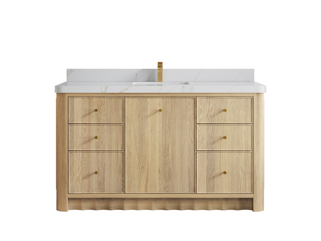 Orlando Oak 60 in. W x 22 in. D Single Sink Bathroom Vanity