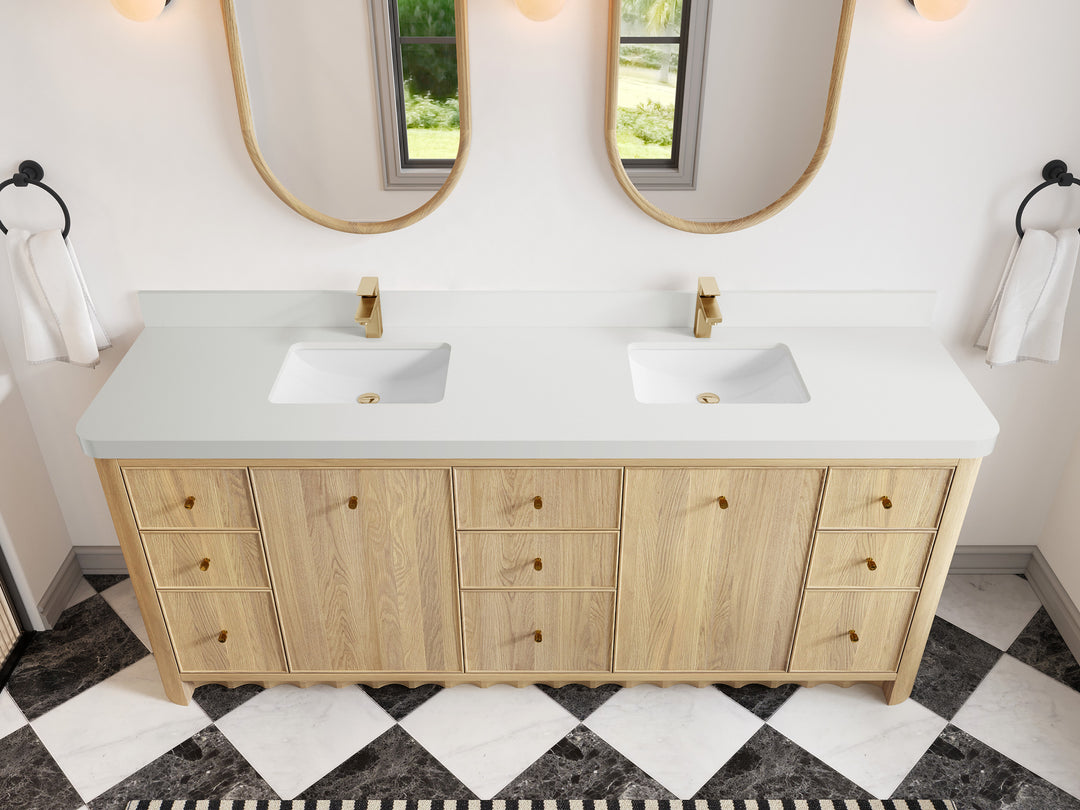 Orlando Oak 84 in. W x 22 in. D Double Sink Bathroom Vanity