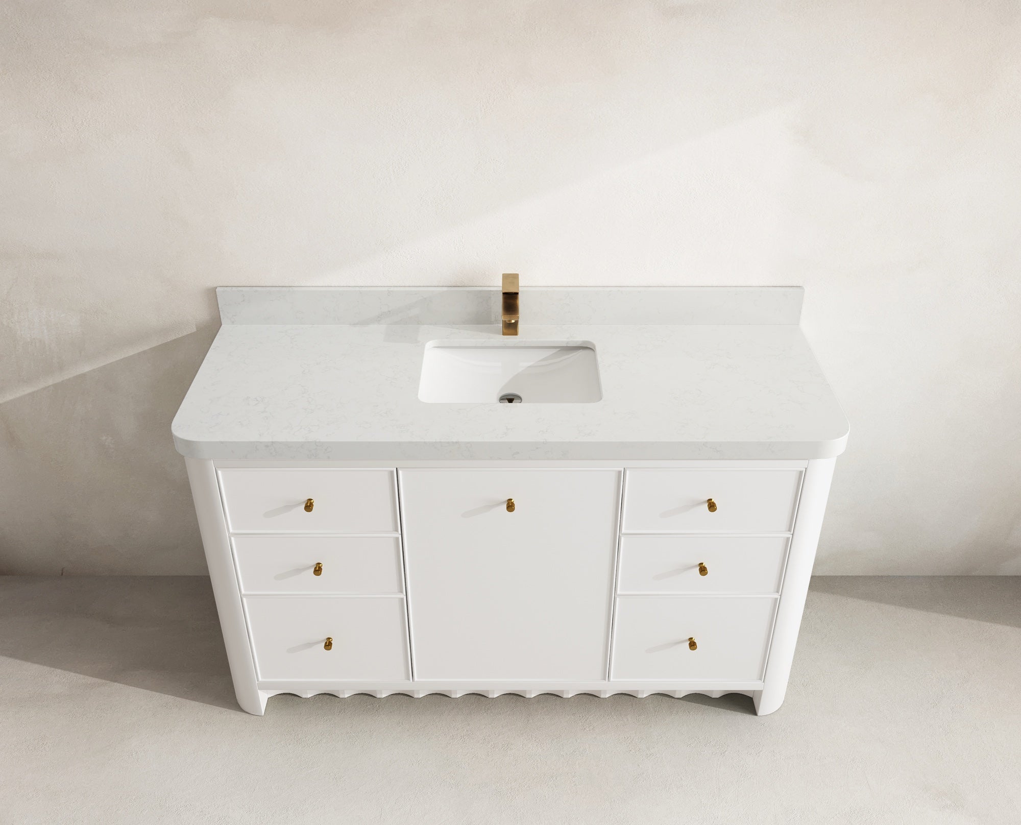 Orlando 60 in. single sink bathroom vanity in White with R100 Carrara Quartz top