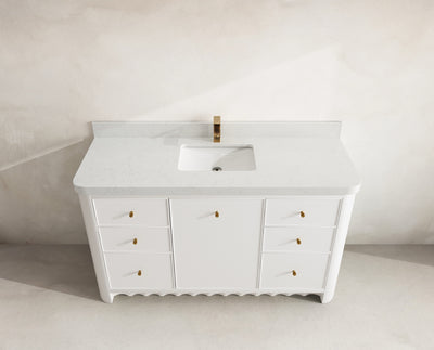 Orlando 60 in. single sink bathroom vanity in White with R100 Carrara Quartz top