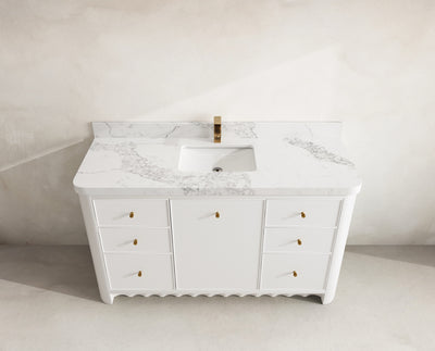 Orlando 60 in. single sink bathroom vanity in White with R100 Calacatta Nuvo Quartz top