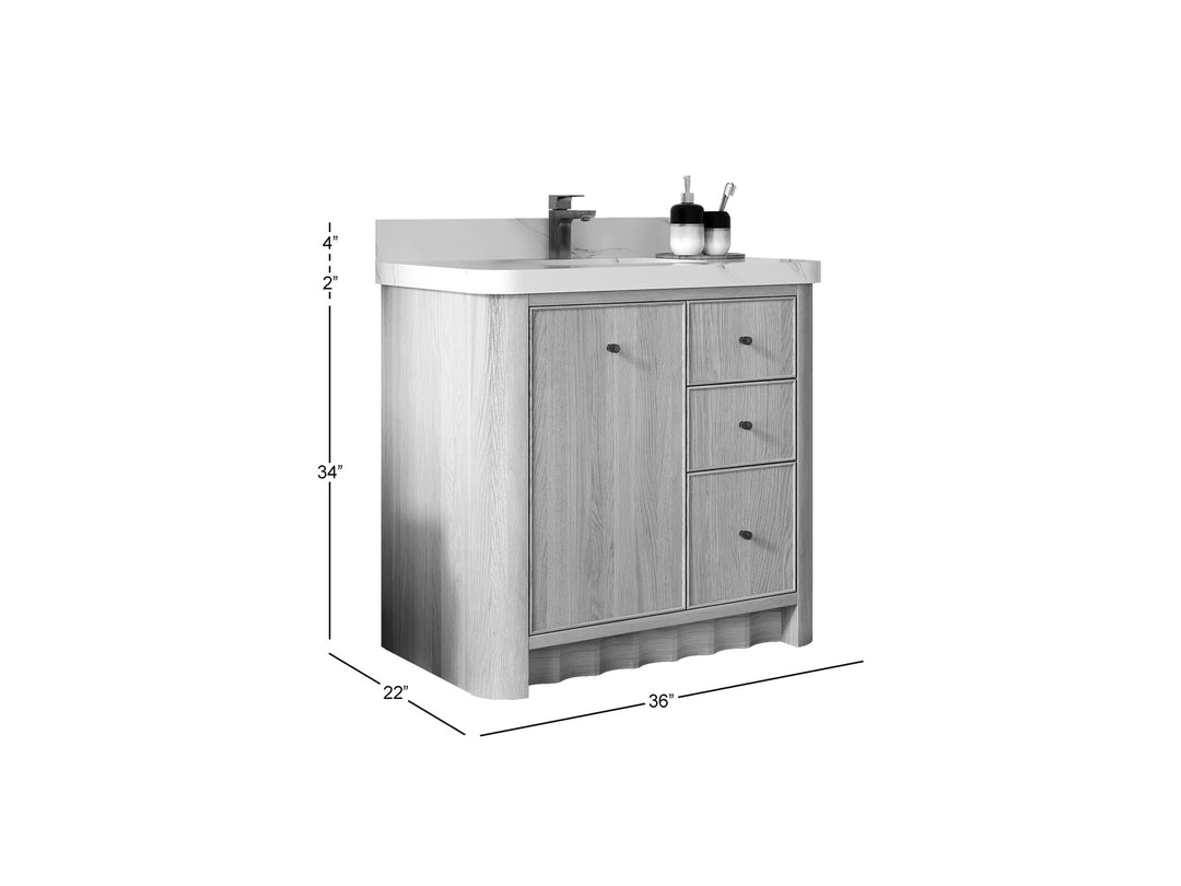 Orlando Oak 36 in. W x 22 in. D Center Sink Bathroom Vanity