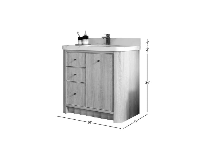 Orlando Oak 36 in. W x 22 in. D Center Sink Bathroom Vanity - photo 5