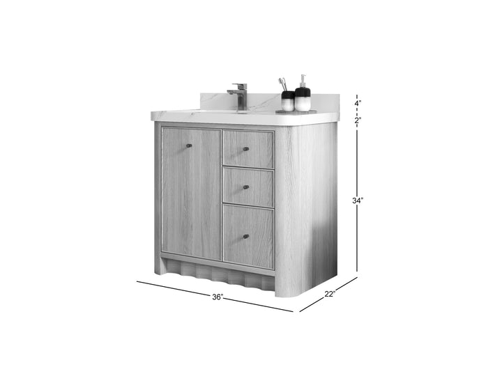 Orlando Oak 36 in. W x 22 in. D Left Offset Sink Bathroom Vanity - photo 5