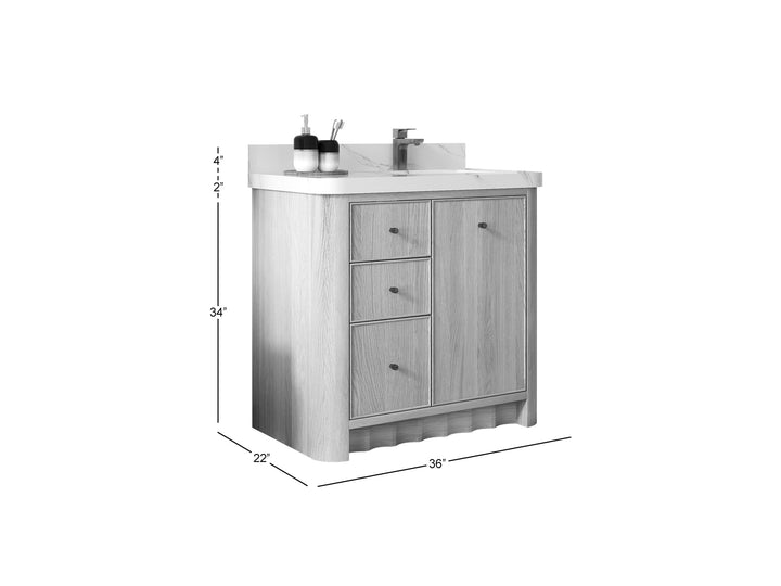 Orlando Oak 36 in. W x 22 in. D Right Offset Sink Bathroom Vanity - photo 5