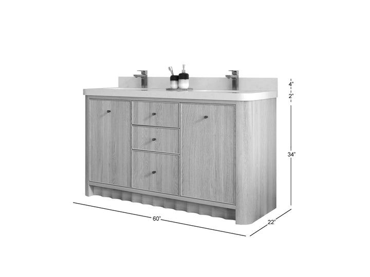 Orlando Oak 60 in. W x 22 in. D Double Sink Bathroom Vanity - photo 5