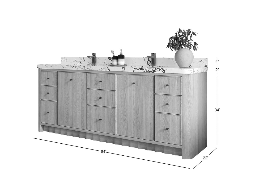 Orlando Oak 84 in. W x 22 in. D Double Sink Bathroom Vanity