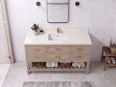 Parker Teak Wood 60 in. W x 22 in. D Single Sink Bathroom Vanity