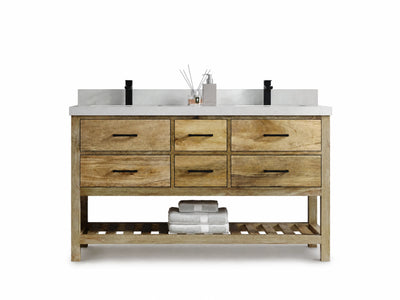 Parker Mango Wood 60 in. W x 22 in. D Double Sink Bathroom Vanity