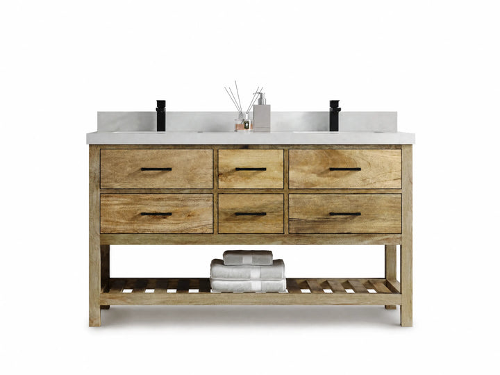 Parker Mango Wood 60 in. W x 22 in. D Double Sink Bathroom Vanity - photo 1