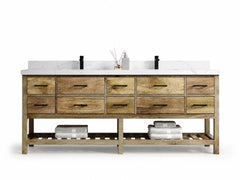 Parker Mango Wood 84 in. W x 22 in. D Double Sink Bathroom vanity with - photo 1