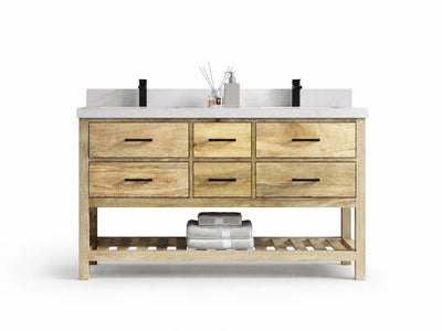 Parker Mango Wood 60 in. W x 22 in. D Double Sink Bathroom Vanity