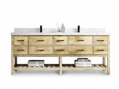 Parker Mango Wood 84 in. W x 22 in. D Double Sink Bathroom vanity with - photo 1