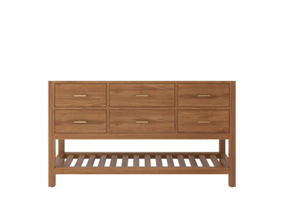 Parker Teak Wood 60 in. W x 22 in. D Single Sink Bathroom Vanity