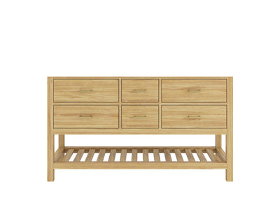 Parker Teak 60 in. W x 22 in. D Double Sink Bathroom Vanity in Light Natural - Cabinet only