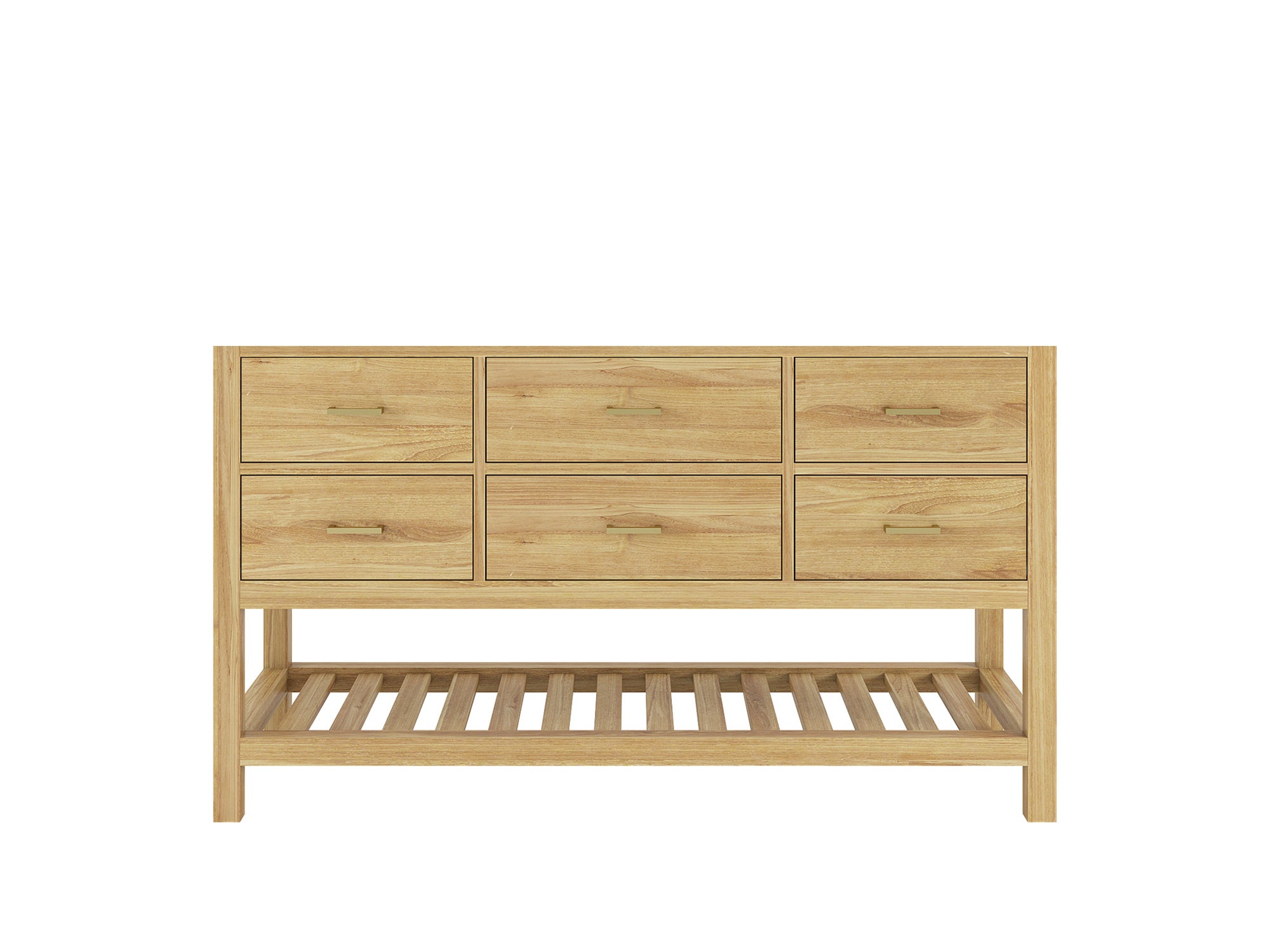 Parker Teak Wood 60 in. W x 22 in. D Single Sink Bathroom Vanity