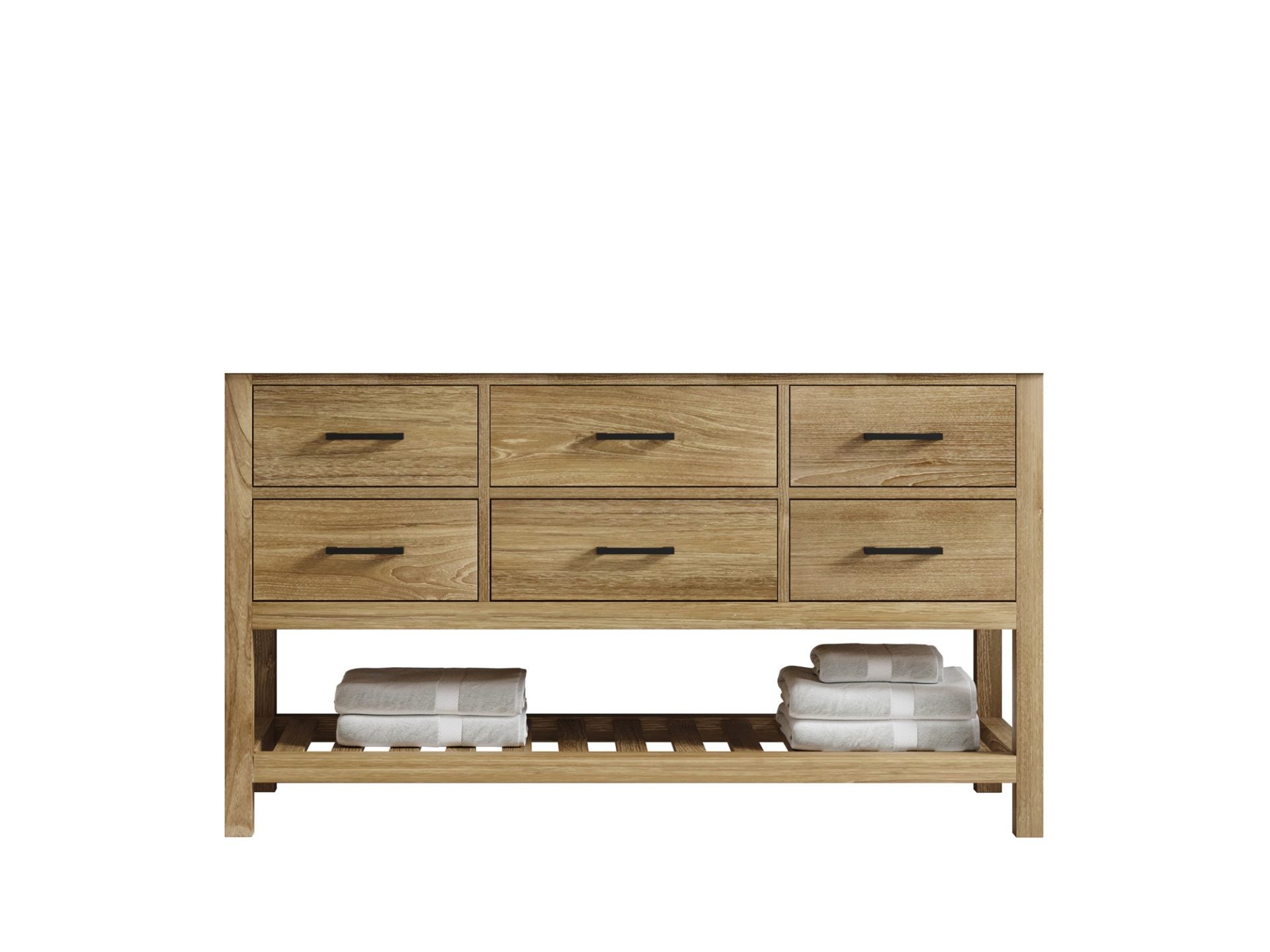 Parker Teak Wood 60 in. W x 22 in. D Double Sink Bathroom Vanity