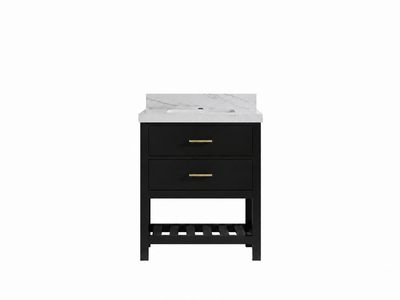 PRK_BLK_PALS_30 — Parker 30 in. Black vanity with Palissandro Quartz top; owner-approved render